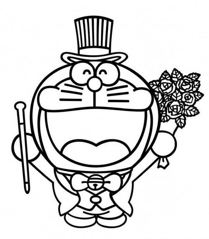 變成魔術(shù)師的哆啦A夢<a href=http://www.inspiredelm.com/jianbihua/ target=_blank class=infotextkey>簡筆畫</a>作品欣賞