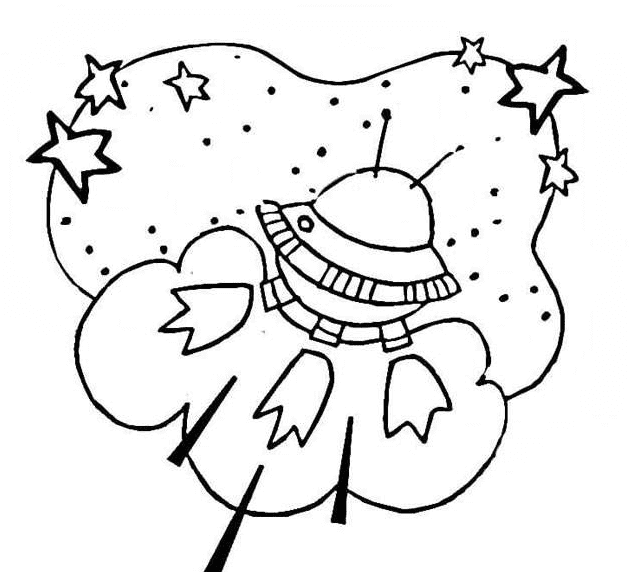宇宙太空飛行風(fēng)景簡筆畫