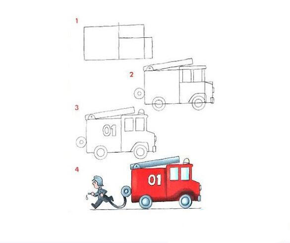 消防車的簡(jiǎn)筆畫圖片_消防車簡(jiǎn)筆畫步驟圖分享