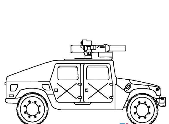 威風的軍車-卡通汽車簡筆畫圖片大全