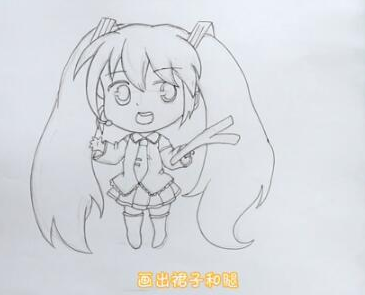 初音未來(lái)甩蔥舞卡通簡(jiǎn)筆步驟圖片