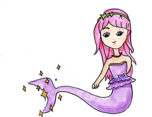可愛的美人魚簡筆