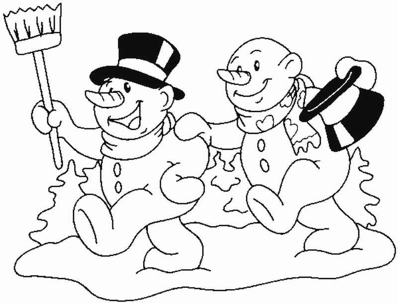 冬天的雪人卡通簡筆