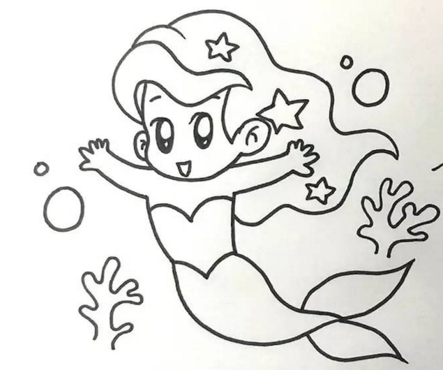 可愛的美人魚簡筆畫