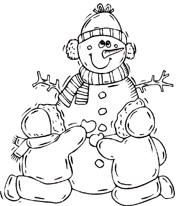 冬天的雪人卡通簡筆