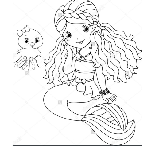 可愛的美人魚簡筆