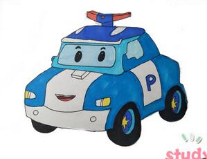 變形警車珀利簡筆畫