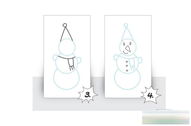 戴圣誕帽的雪人<a href=http://www.inspiredelm.com/jianbihua/ target=_blank class=infotextkey>簡筆畫</a>教程 冬天<a href=http://www.inspiredelm.com/jianbihua/ target=_blank class=infotextkey>簡筆畫</a>教程