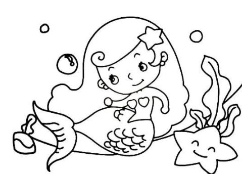 小美人魚簡筆畫圖片_小美人魚兒童繪畫圖集