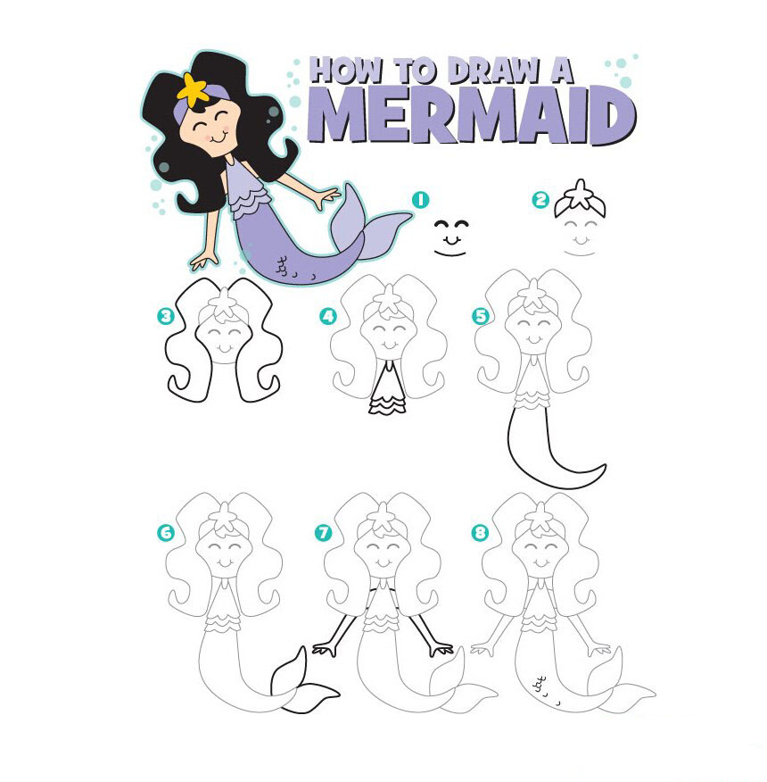 怎么畫一條美人魚<a href=http://www.inspiredelm.com/jianbihua/ target=_blank class=infotextkey>簡筆畫</a>步驟教程