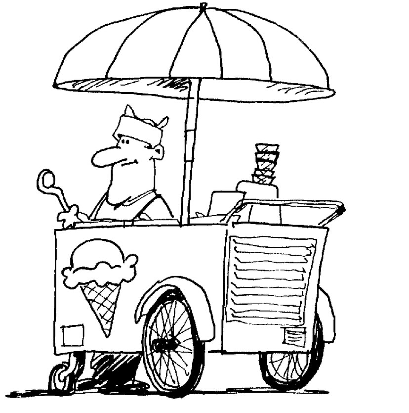 移動的冰激凌小車 夏天簡筆畫圖片分享