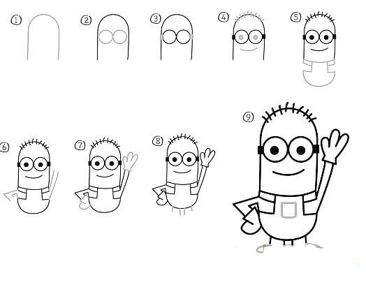 一步一步教你畫小黃人 小黃人<a href=http://www.inspiredelm.com/jianbihua/ target=_blank class=infotextkey>簡筆畫</a>畫法教程