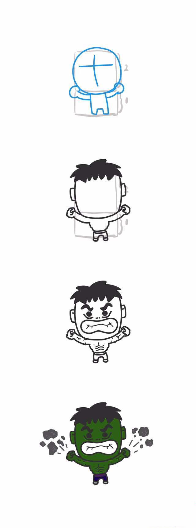 一步一步教我畫綠巨人，Q版綠巨人<a href=http://www.inspiredelm.com/jianbihua/ target=_blank class=infotextkey>簡筆畫</a>步驟