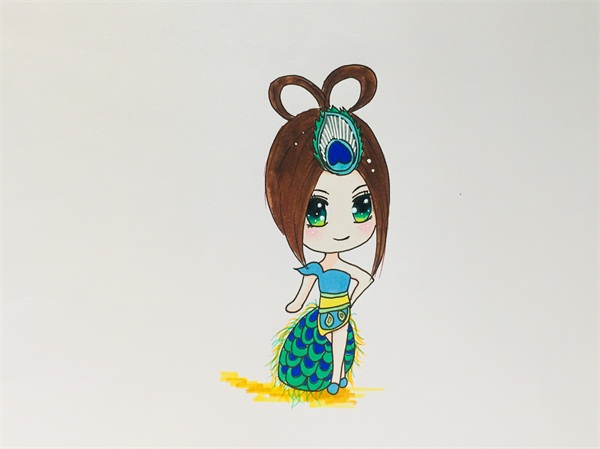 教我畫葉羅麗藍(lán)孔雀,藍(lán)孔雀仙子<a href=http://www.inspiredelm.com/jianbihua/ target=_blank class=infotextkey>簡(jiǎn)筆畫</a>