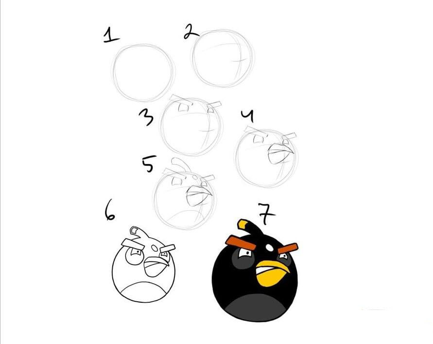 憤怒的小鳥怎么畫_小鳥<a href=http://www.inspiredelm.com/jianbihua/ target=_blank class=infotextkey>簡筆畫</a>步驟