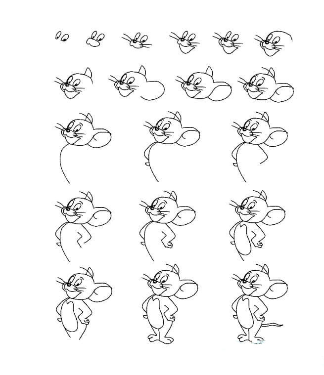 貓和老鼠<a href=http://www.inspiredelm.com/jianbihua/ target=_blank class=infotextkey>簡(jiǎn)筆畫(huà)</a>教程之老鼠杰瑞