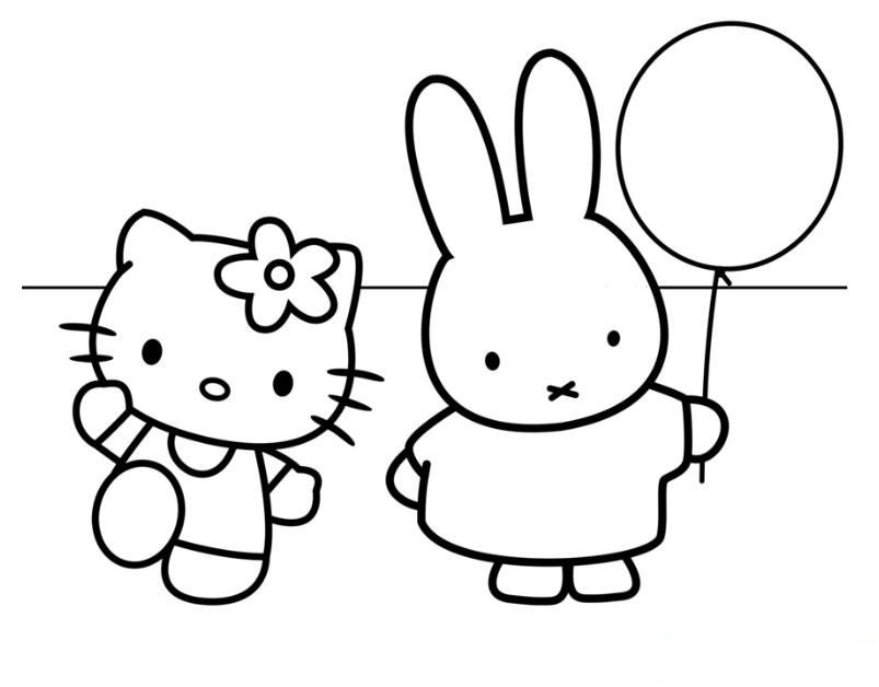 米菲兔和凱蒂貓簡筆畫作品欣賞