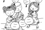拿花燈游行上街 元宵節(jié)簡(jiǎn)筆畫圖片欣賞