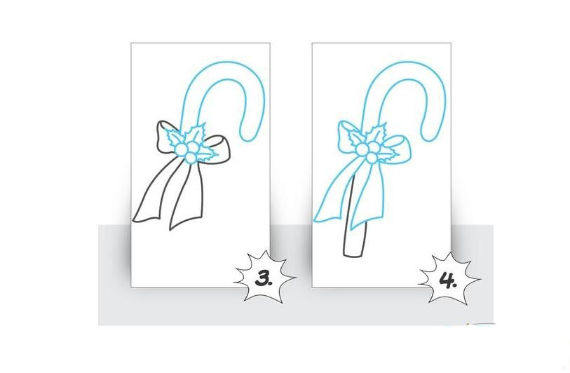 彩色拐杖糖<a href=http://www.inspiredelm.com/jianbihua/ target=_blank class=infotextkey>簡(jiǎn)筆畫</a>圣誕節(jié)的畫法