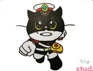 黑貓警長簡筆畫