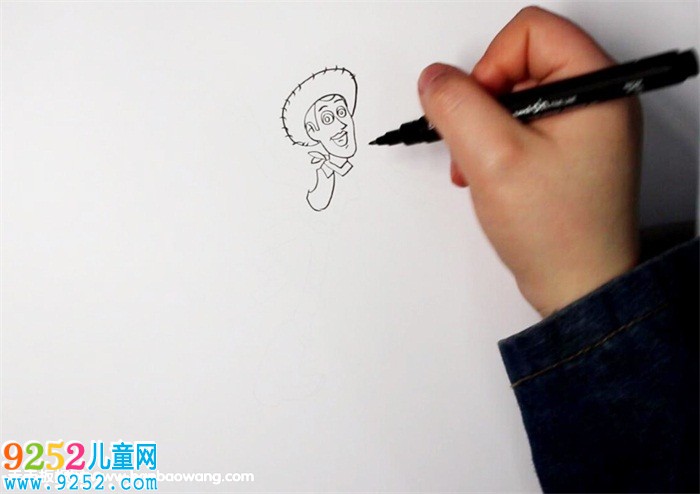 玩具總動員胡迪<a href=http://www.inspiredelm.com/jianbihua/ target=_blank class=infotextkey>簡筆畫</a>，胡迪警長怎么畫