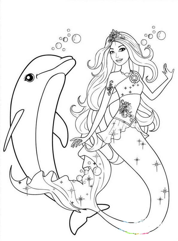 海豚和美人魚卡通簡筆畫圖片欣賞