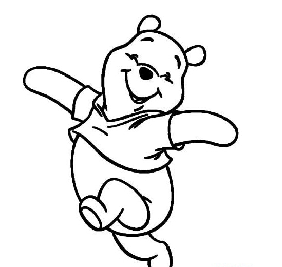 快樂跳舞的維尼熊-卡通動物簡筆畫圖片大全