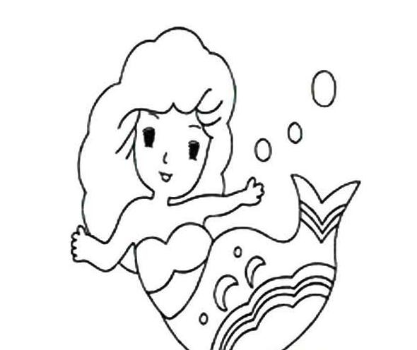 游泳的美人魚_美人魚簡筆畫圖片