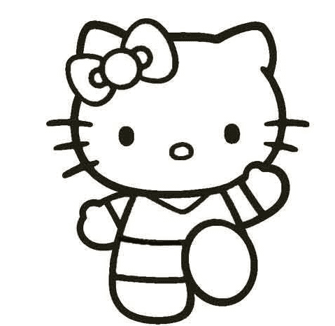 kitty貓的簡(jiǎn)筆畫圖片_帶花的kitty貓