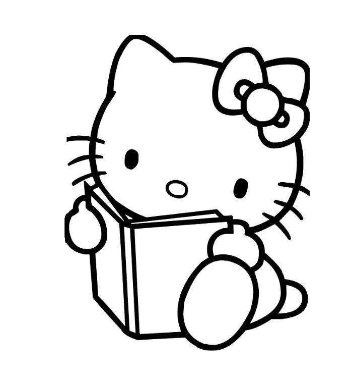 愛讀書的凱蒂貓 超萌可愛卡通簡筆畫