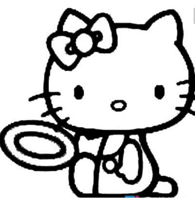 hellokitty日本卡通動(dòng)漫簡(jiǎn)筆畫(huà)_喝下午茶的hellokitty