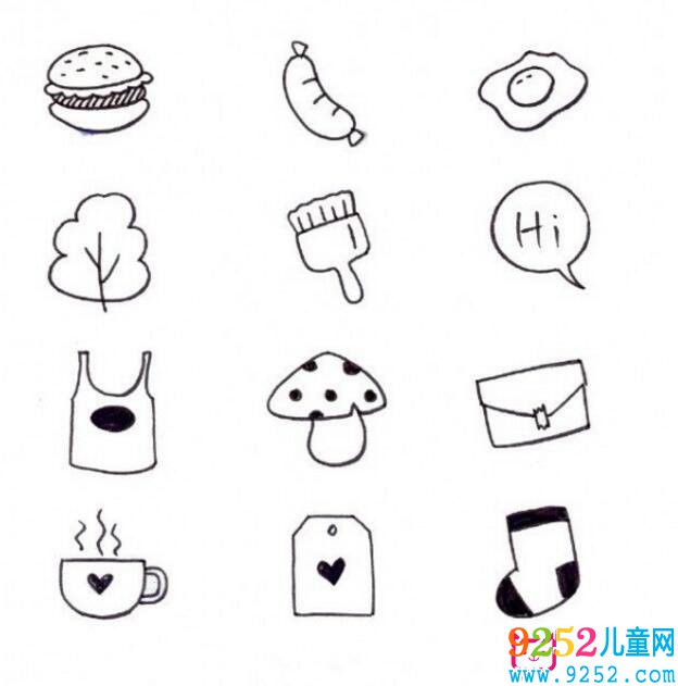 超簡單的日常物品<a href=http://www.inspiredelm.com/jianbihua/ target=_blank class=infotextkey>簡筆畫</a>，生活小用品