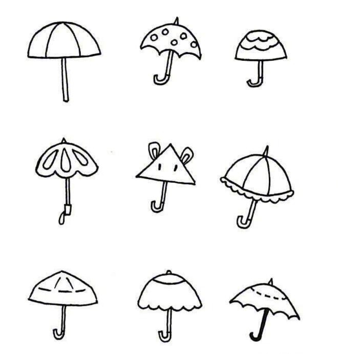 好看的日常用品簡筆畫大全，雨傘簡筆畫