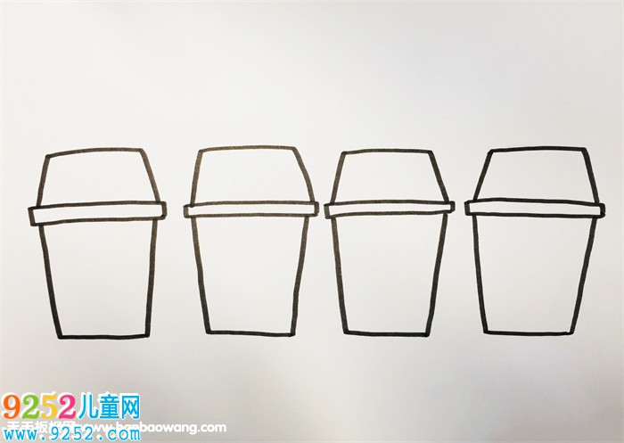 四個(gè)分類(lèi)垃圾桶怎么畫(huà)