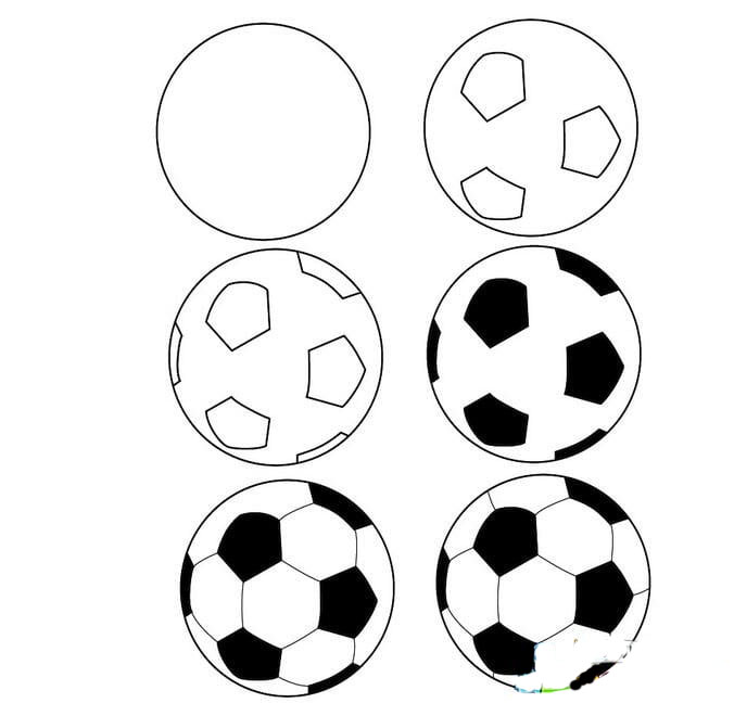 6步教你畫(huà)一個(gè)足球_足球的<a href=http://www.inspiredelm.com/jianbihua/ target=_blank class=infotextkey>簡(jiǎn)筆畫(huà)</a>基本教程
