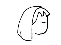 小女孩側臉頭像簡筆畫
