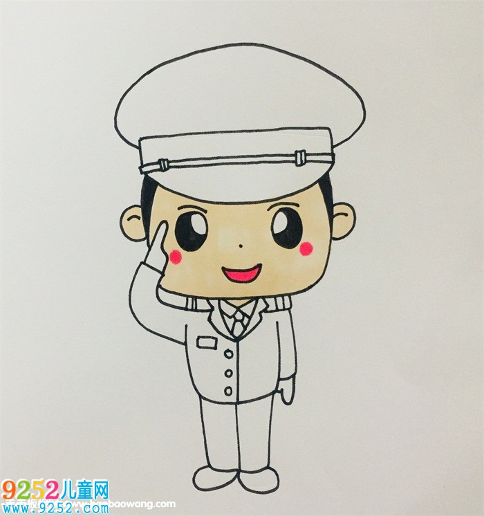 敬禮的警察叔叔怎么畫