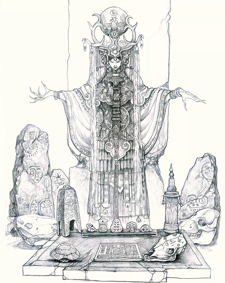 鬼吹燈之尋龍?jiān)E神女簡(jiǎn)筆畫圖片