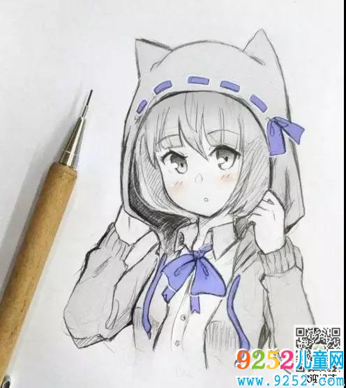 少女鉛筆手繪簡(jiǎn)筆