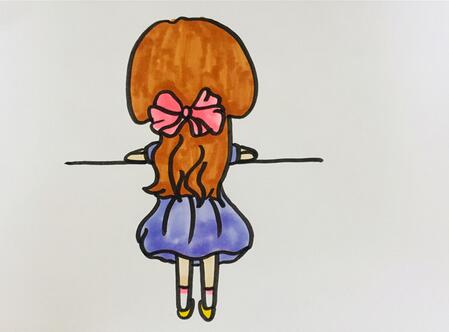 女孩背影簡筆畫