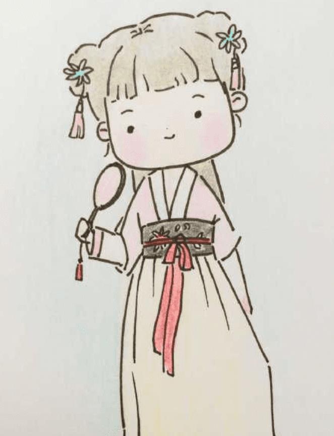 漢服小姑娘Q版簡筆畫