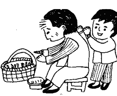 孝敬老人兒童簡筆畫