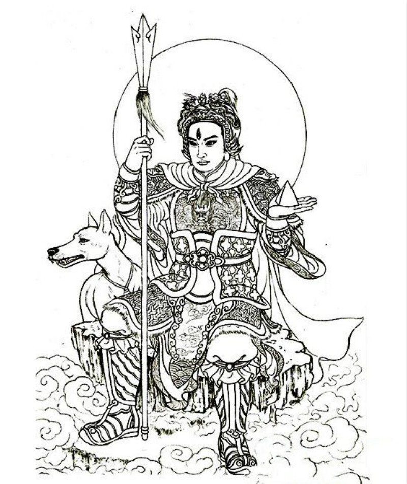 二郎神和哮天犬簡(jiǎn)筆畫(huà)