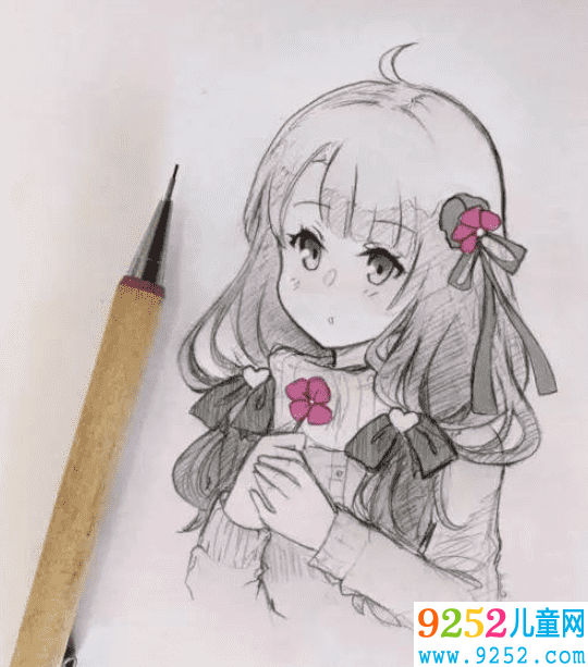 少女鉛筆手繪簡(jiǎn)筆