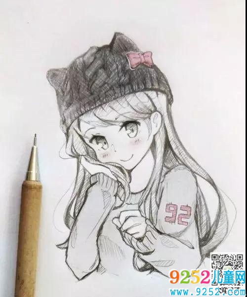 少女鉛筆手繪簡(jiǎn)筆