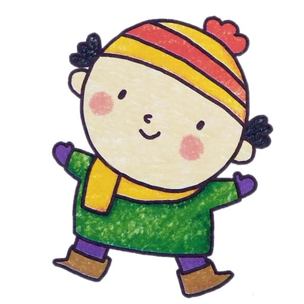 好看的人物簡(jiǎn)筆畫圖片，戴帽子的小女孩