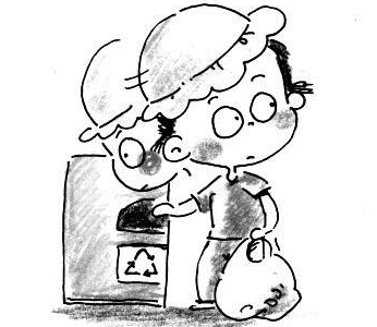 不亂丟垃圾的好孩子簡筆