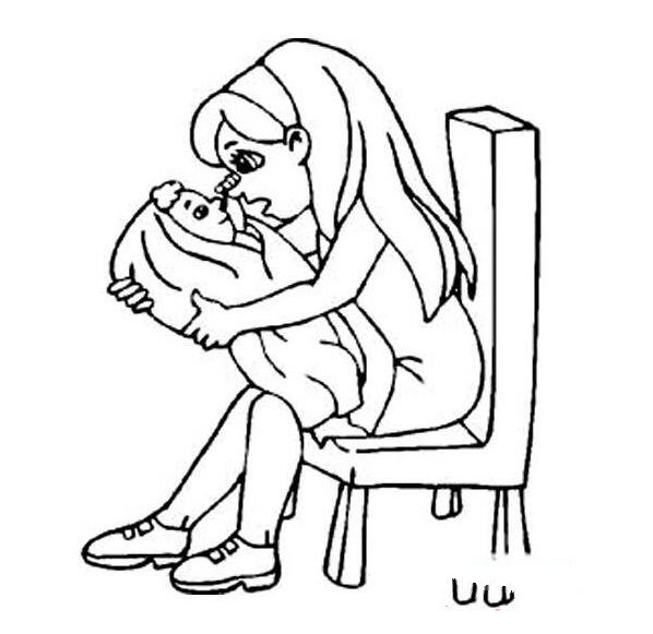 好看的人物簡(jiǎn)筆畫，抱著嬰兒的媽媽簡(jiǎn)筆畫