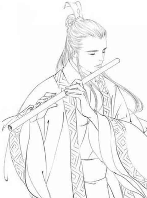 古風(fēng)人物簡筆畫，儒雅的男子