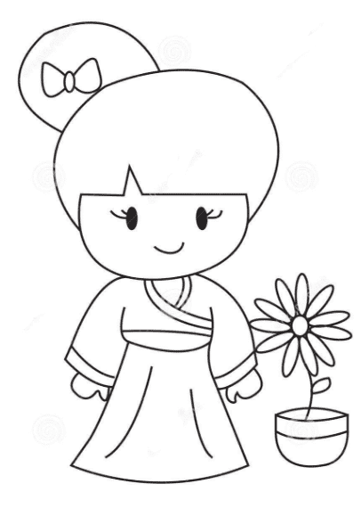 和服小姑娘簡筆